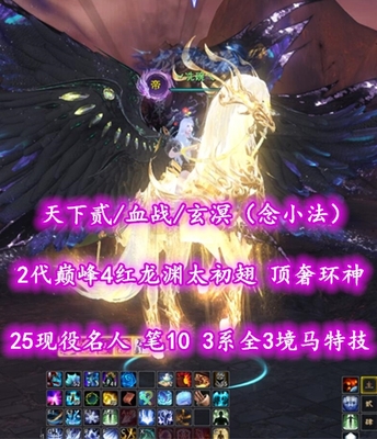 【天下贰/血战/玄溟（念+小法）】25现役名人！笔10！3系全3境马特技！2代巅峰4红龙渊太初翅+顶奢环神+豪华外观——丷冼碗乀