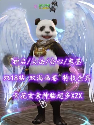 【神启/大法/会心/鬼墨】双18钻+巅峰属性+全完美炼化+青花玄素神临超多XZX+双满画卷+特技全齐——有芒芒