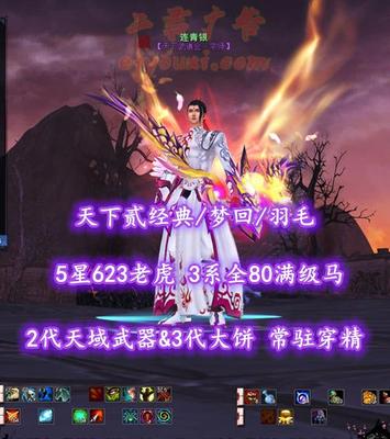 【天下贰经典/梦回/羽毛（会心）】74级！2代天域武器&3代大饼！常驻穿精！5星623老虎！3系全80满级马！业火时装+火麒麟坐骑——连青银