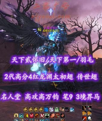 【天下贰怀旧/天下第一/羽毛（重击）】名人堂！高攻+高万钧！笔9！3境界马！2代高分4红龙渊太初翅+传世翅+灵尊龙+多神临时装等外观——乄落日惊鸿