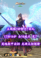 【主题服/69勠力/羽毛（小攻重）】17钻16护！全16威力！英魂轻甲击20！笔7！双高分龙渊太初翅膀+多至臻翅+多时装外观——灬雲初灬