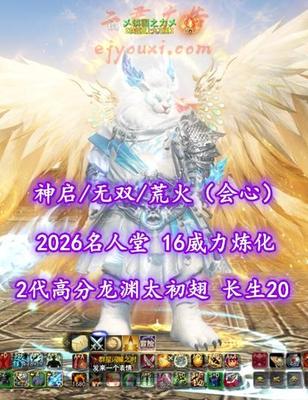 【神启/无双/荒火（会心）】2026名人堂！16威力炼化+数值全满！武学10！笔8！长生20！2代高分龙渊太初翅+传世翅+2代土豪马等外观——乄镇国之力乄