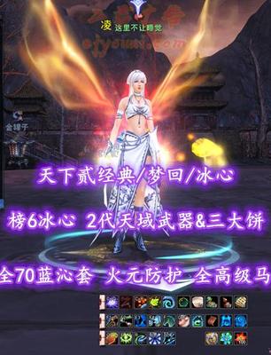 【天下贰经典/梦回/冰心】榜6冰心！2代天域武器&三大饼+全70蓝沁套！火元防护！全高级马！全“开阳”时装外观——这里不让睡觉