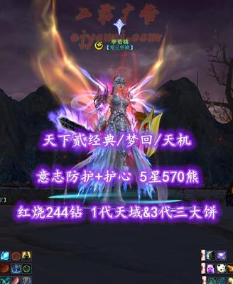 【天下贰经典/梦回/天机（念）】红烧244钻！1代天域&3代三大饼！意志防护+护心！5星570熊！超多豪华付费外观——李若桃