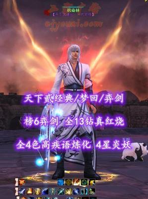 【天下贰经典/梦回/弈剑（会心魂）】榜6弈剑！全13钻真红烧！元系精通特技！全4色高疾语炼化！4星炎妖！2境界仙心马+江湖杀戮！——枫染林