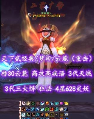 【天下贰经典/梦回/云麓（重击）】75满级！榜30云麓！高攻+高疾语！3代天域&3代三大饼！常驻狂法！4星628炎妖！满80级灵光19顶级火马！“开阳+青花”时装、火麒麟坐骑——贝吉塔丶