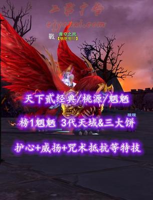 【天下贰经典/桃源/魍魉】榜1魍魉！3代天域&三大饼！武器18钻！护心+威扬+咒术抵抗等特技！4匹80满级马！全商城付费外观——青空之岚