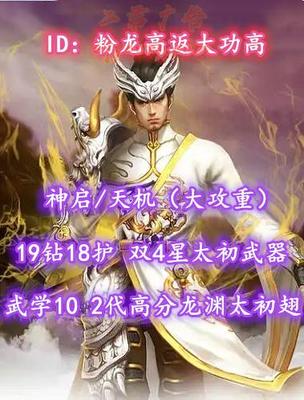 【神启/天机（大攻重）】19钻18护！双4星太初武器！孩子武学10！全顶级点化、灵耀、马丹等！2代高分龙渊太初翅+双神龙+多翅多时装外观——粉龙高返大功高