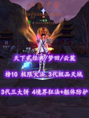 【天下贰经典/梦回/云麓（重击）】榜10云麓！极限大法！3代极品天域+3代三大饼！4境界狂法+躯体防护！3系80满级马！5星炎妖合体精进！商城全付费外观——丷夜袂
