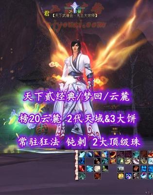 【天下贰经典/梦回/云麓】榜20云麓！2代天域&3大饼！常驻狂法+钝刺！2大顶级珠！3系高等级马——乄白昼