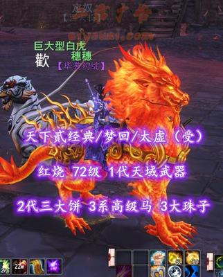【天下贰经典/梦回/太虚（受）】红烧！72级！1代天域武器&2代三大饼！3系高级马！3大珠子——穗穗