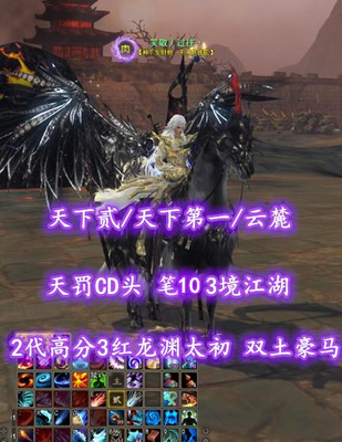 【天下贰/天下第一/云麓（大法重）】天罚CD头！笔9！3境江湖！鱼+狐狸双合体精进！2代高分3红龙渊太初翅+双土豪马+灵尊蓝龙——笑敬丿过往丶