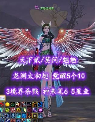 【天下贰/莫问/魍魉】龙渊太初翅！觉醒5个10！3境界杀戮！神来笔6！5星鱼——雾隐惊鸿影