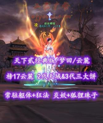 【天下贰经典版/梦回/云麓（会心）】73级！榜17云麓！2代天域&3代三大饼！常驻躯体+狂法！炎妖+狐狸珠子！79火马2境——丝丝牵挂