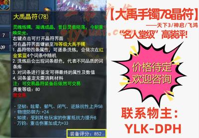 【大禹手镯78晶符（高装评）】天下3/神启/飞鸿！！