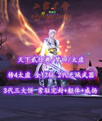 【天下贰经典/梦回/太虚】榜4太虚！74级！全17钻！2代天域武器&3代三大饼！常驻完封+躯体+威扬！3系全80满级马！开阳+业火外观——贾斯叮