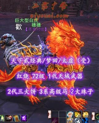 【天下贰经典/梦回/太虚（受）】红烧！72级！1代天域武器&2代三大饼！3系高级马！2大珠子——穗穗
