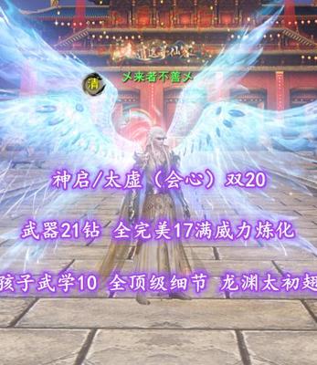 【神启/太虚（会心）】双20+武器21钻！全完美17满威力炼化！孩子武学10！全顶级细节！2代三红一金+高特权“龙渊”太初翅！4仙兵+双土豪马等豪华外观——乄来者不善乄