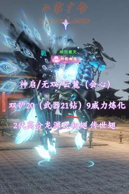 【神启/无双/云麓（会心）】双护20（武器21钻）！9威力炼化！笔7！孩武学10！2代高分龙渊太初翅+传世翅+多至臻翅等外观——氵映照煮天