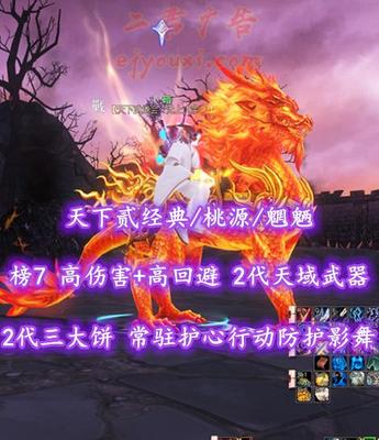 【天下贰经典/桃源/魍魉】榜7魍魉！73级！高伤害+高回避！2代天域武器&2代三大饼！常驻“护心+行动防护+影舞”特技！3系高级马！业火时装等外观——丶暗