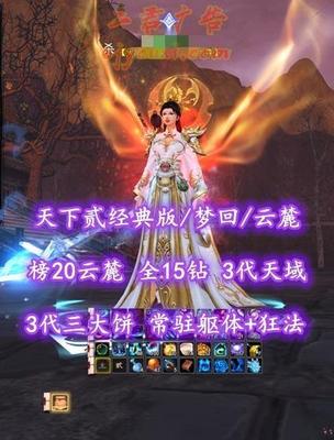 【天下贰经典版/梦回/云麓（会心）】榜20云麓！74级！全15钻！3代天域&3代三大饼！常驻躯体+狂法！5星607炎妖！80火马2境！
