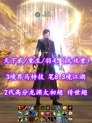 【天下贰/天下第一/羽毛（大攻重）】3境界马特技！笔8！3境江湖！2代高分龙渊太初翅+传世翅+豪华外观！——天顺