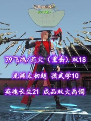 【79飞鸿/荒火（重击）】双18！龙渊太初翅！孩武学10！英魂长生21！成品双大禹镯——天气不错丶