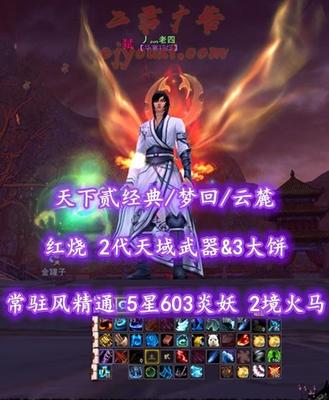 【天下贰经典/梦回/云麓（重击）】74级！红烧！2代天域武器&3大饼！常驻风精通！5星603炎妖！79级2境界火马——丿灬老四