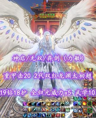 【神启/无双/弈剑（力敏）】19钻18护！全“归元”威力x5！孩子武学10！英魂重甲击20！2代高分双红龙渊太初翅+多至臻翅+多神临时装等外观——何许人往何处