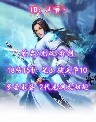 【神启/无双/弈剑（会心/物理）】18钻15护！笔8！孩武学10！多套装备！2代高分龙渊太初翅+双人翅+青花玄素多外观！——乄唔丶