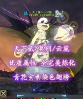 【天下贰/莫问/云麓】优质属性+全完美炼化(3威力)+青花玄素染色翅膀+5星649幻化炎妖——天上掉下一只猫