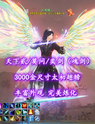【天下贰/莫问/奕剑（魂剑）】3000金尺寸太初翅膀+4星炎妖+完美炼化——乄凌锋灬