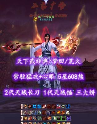 【天下贰经典/梦回/荒火（重击）】75满级！红烧！2代天域长刀+1代天域锤+三大饼！常驻猛攻+心眼！5星608熊！“业火+青花”时装——吃了一个如果
