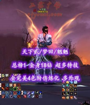 【天下贰/梦回/魍魉】总榜1魍魉！75满级！全身18钻！全完美4色“附伤”炼化！常驻完封+护心+咒术抵抗+威扬！老虎+杀手双珠！3系全80满级高灵光马！“归真+帝宸+开阳+业火+青花”全付费外观——丷千弦