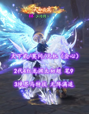 【天下贰/莫问/天机（会心）】2代4红龙渊太初翅！3境界马特技！无阵满追！笔9！3境江湖x4！梦中情TJ——乄冷月丶