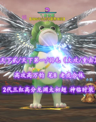 【天下贰/天下第一/羽毛（大攻/重击）】高攻高万钧！笔8！老虎合体！2代三红高分龙渊太初翅+双人冰火黑白翅+神临时装——丷橘子汽水