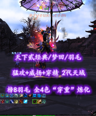 【天下贰经典/梦回/羽毛】榜8羽毛！全4色“穿重”炼化！猛攻+威扬+穿精！2代天域+全顶配硬件！4星老虎——乜邪
