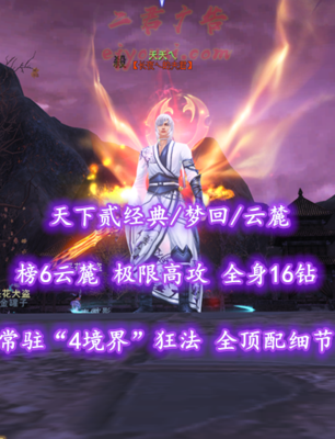 【天下贰经典/梦回/云麓（重击）】榜6云麓！极限高攻！常驻“4境界”狂法！全顶配细节！梦中情YL——天天乀