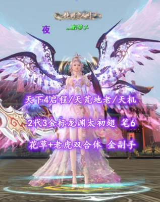 【天下4启程/天荒地老/天机】2代3金标龙渊太初翅！花草+老虎双合体！笔6！金副手——灬醉梦乄