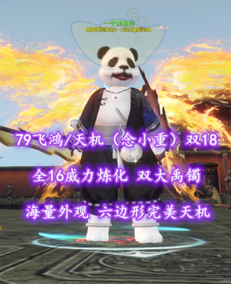 【79飞鸿/天机（念小重）】双18！全16威力炼化！双大禹镯！六边形完美天机——一个卖鱼的